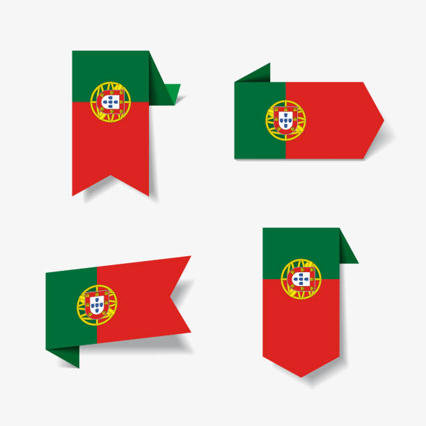ilustrações de stock, clip art, desenhos animados e ícones de portuguese flag stickers and labels. vector illustration. - portugal bandeira