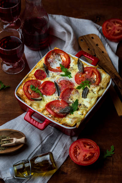 istock Homemade lasagne bolognese in a ceramic form 1065001862