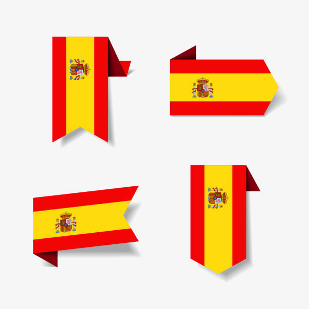 Spanish flag stickers and labels. Vector illustration. Spanish flag stickers and labels set. Vector illustration. spanish flag stock illustrations