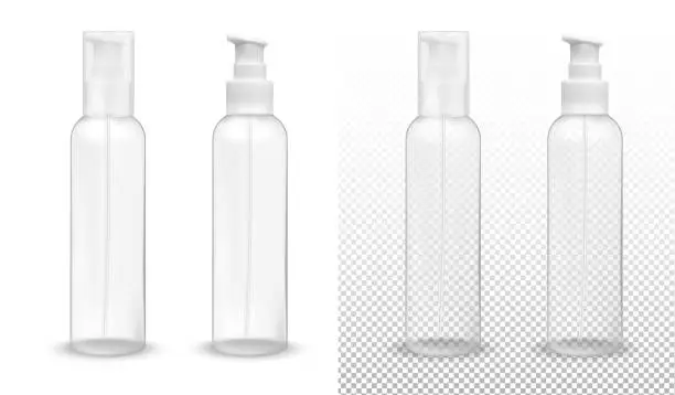 Vector illustration of Transparent plastic bottle with pump dispenser