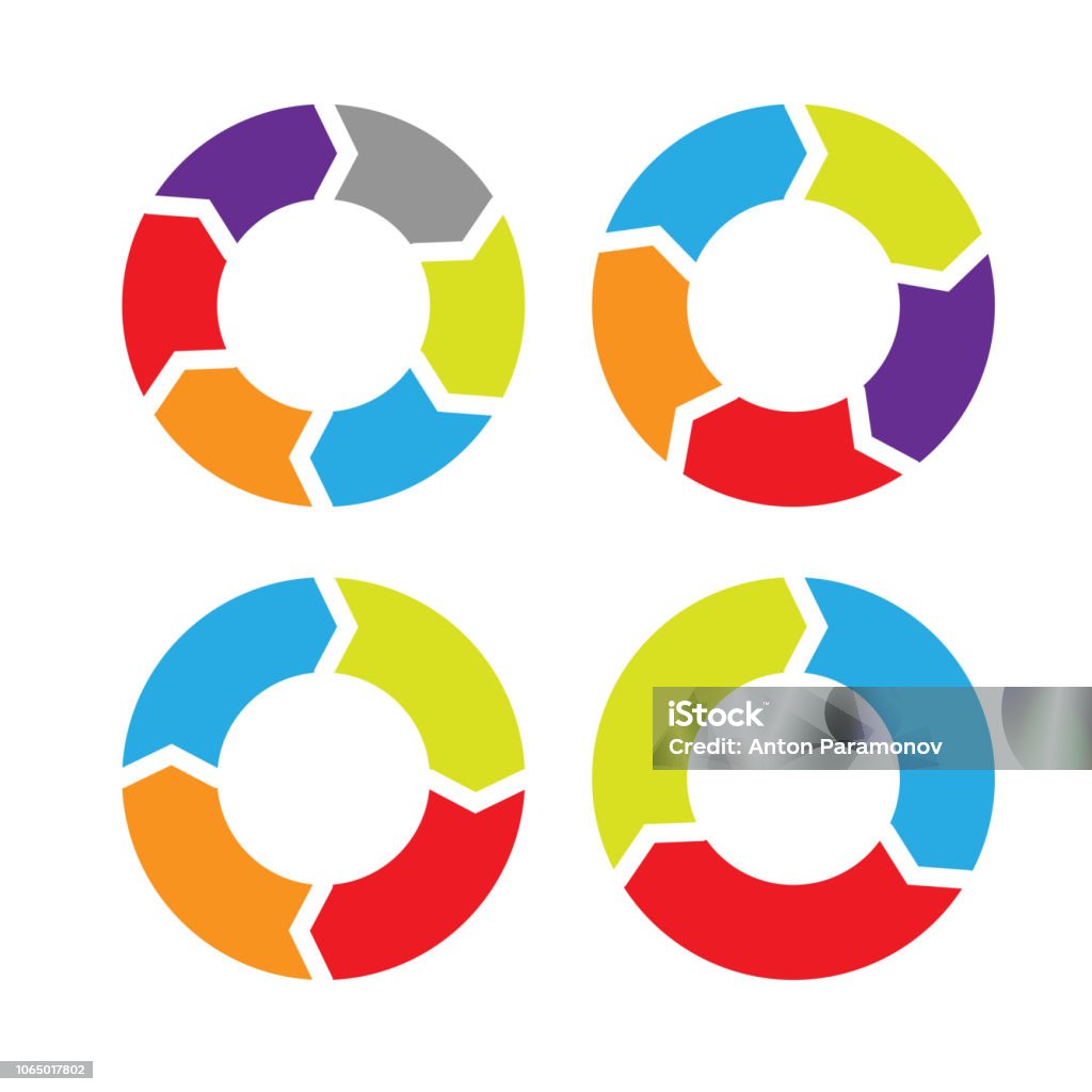 Set of data pie charts with sections - circular graph Pie Chart stock vector