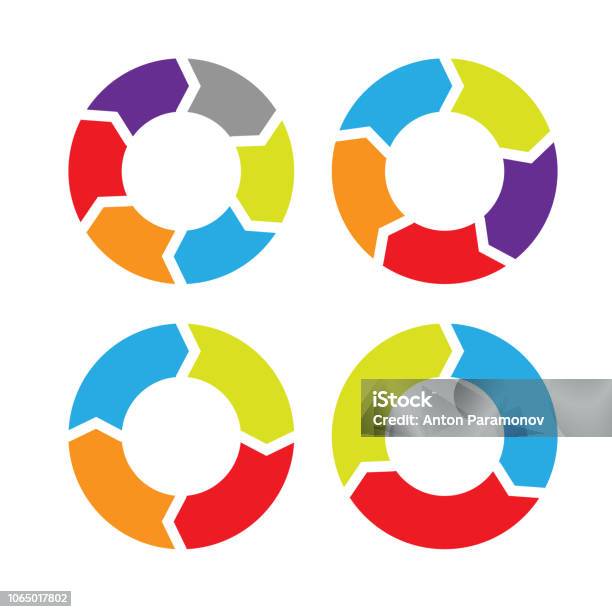 Set Of Data Pie Charts With Sections Circular Graph Stock Illustration - Download Image Now