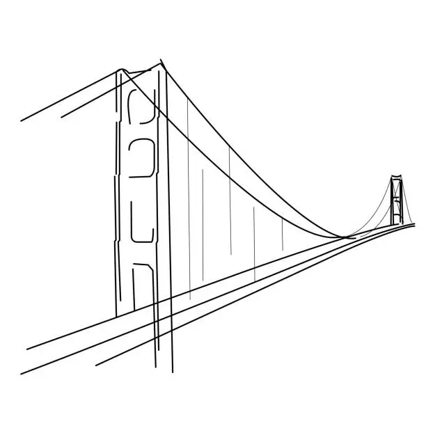 Vector illustration of Symbolic sketch of Golden Gate in San francisco - bridge silhouette