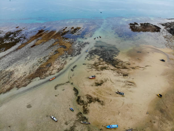 istock Sea and boat beach coast aerial view 1065024882