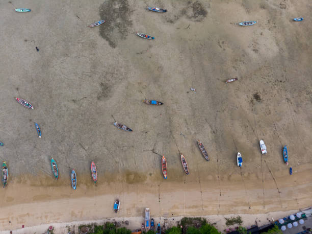 istock Sea and boat beach coast aerial view 1065024930