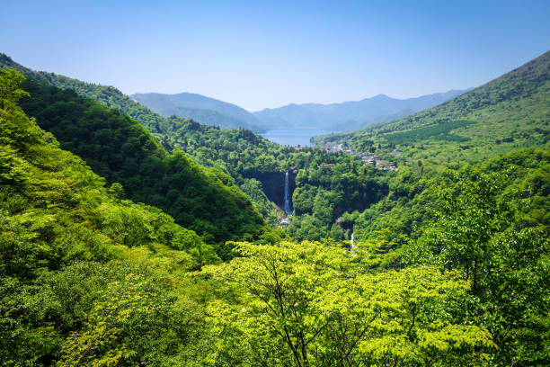quedas de kegon e lago chuzenji, nikko, japão - nikko national park - fotografias e filmes do acervo