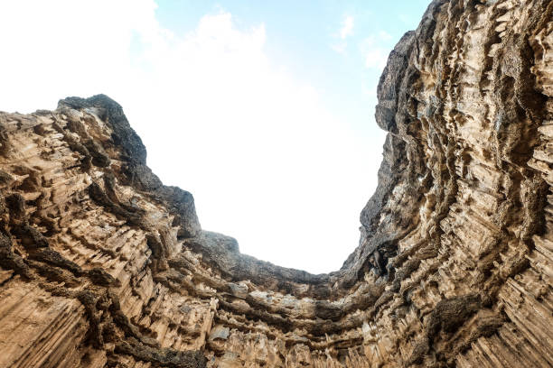 Sand Strange shapes cliff under sky in thailand