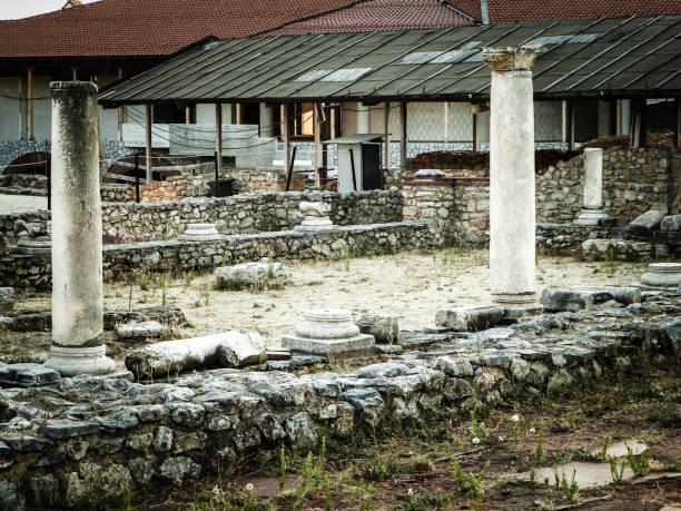 istock Old columns and ruins in Plaoshnik area, Ochrid, Macedonia. 1065044136
