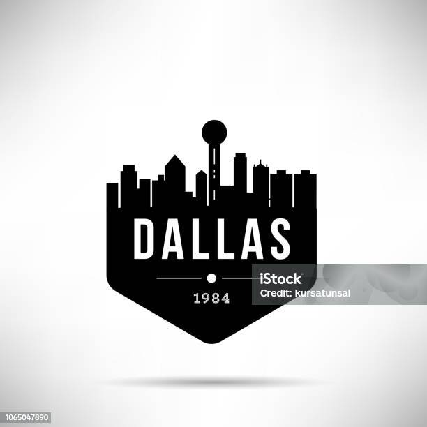 Dallas City Modern Skyline Vector Template Stock Illustration - Download Image Now - Dallas - Texas, Urban Skyline, Vector