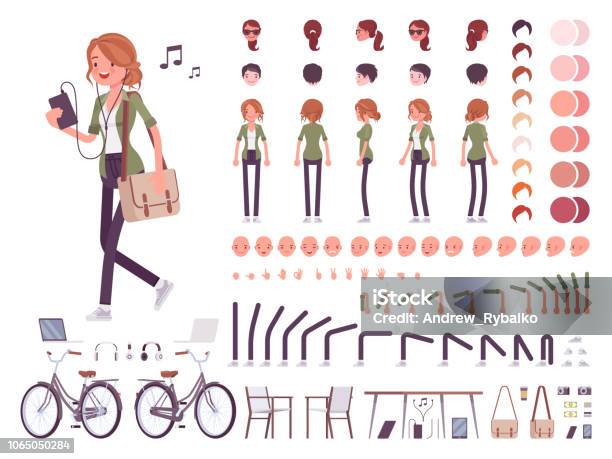 Young Woman Character Creation Set Stock Illustration - Download Image Now - Characters, Group Of Objects, Women