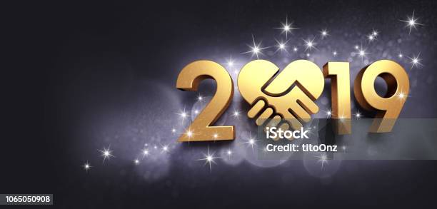 Glückliches Neues Jahr 2019 Symbol Für Grußkarte Stockfoto und mehr Bilder von 2019 - 2019, Datum, Hände schütteln
