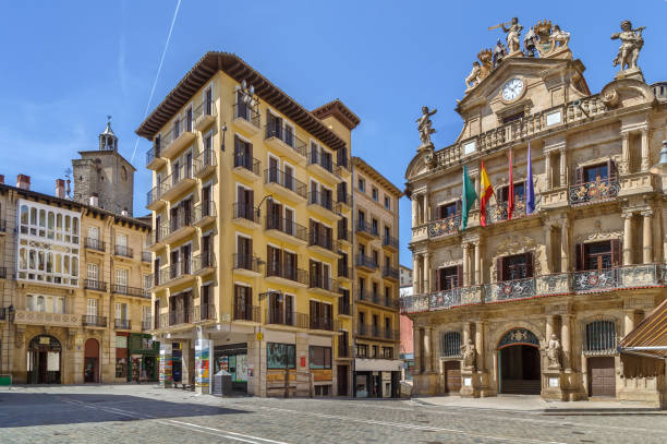 Square in Pamplone, Spain stock photo