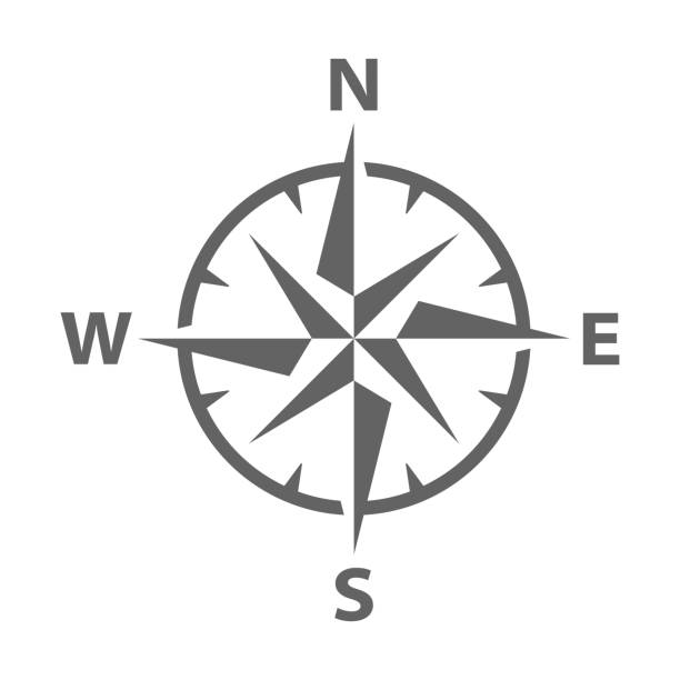 vektor moderne windrose - compass east white vector stock-grafiken, -clipart, -cartoons und -symbole