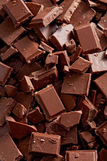 istock Chocolate background. Chocolate chunks and pieces on a pile. Top view. Full frame 1065074122
