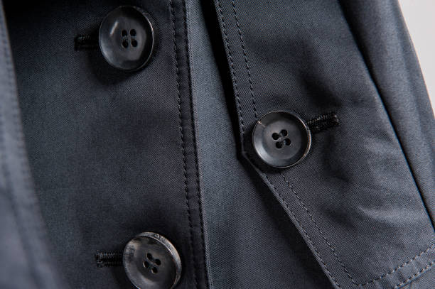 istock Black button detail close-up for men's coat 1065078454