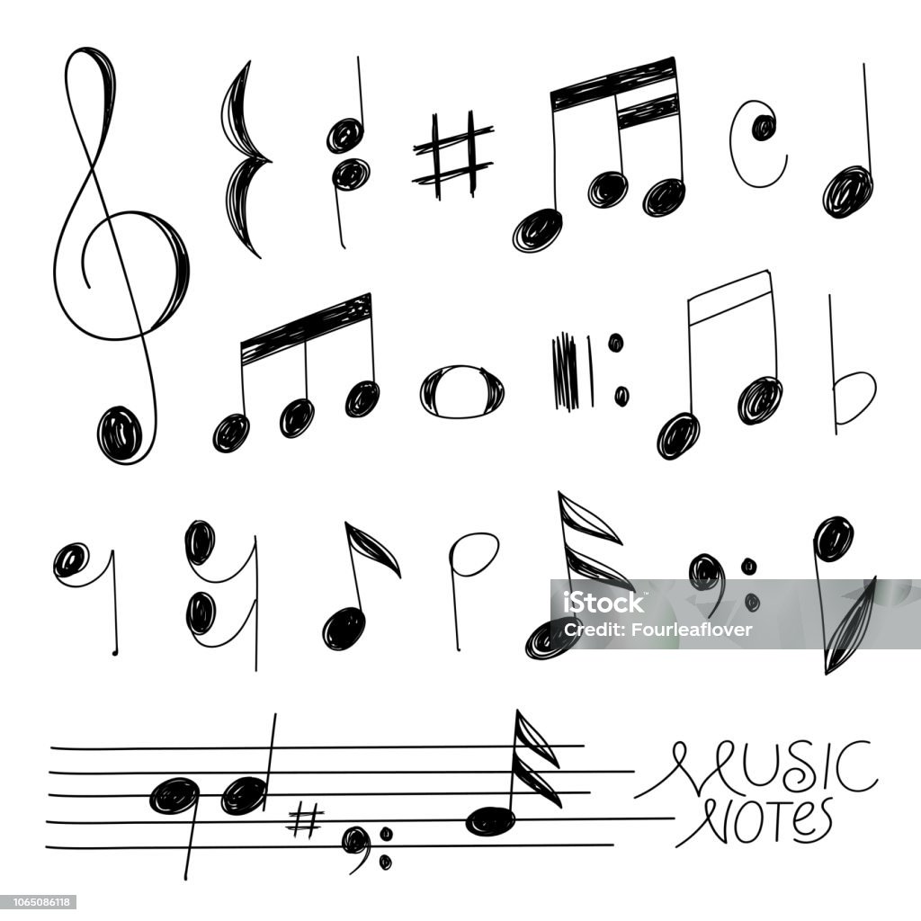 Note Gezeichnet Hand Drawn Music Notes Stock Illustration - Download Image Now ...