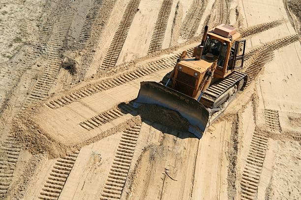 Working bulldozer stock photo