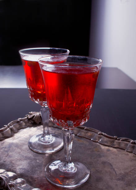 istock Two glasses with sea buckthorn drink on the table 1065103222