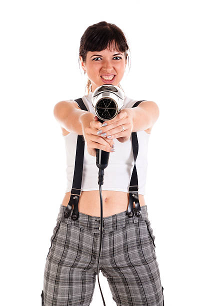 istock Woman is aiming from hairdryer 106510359