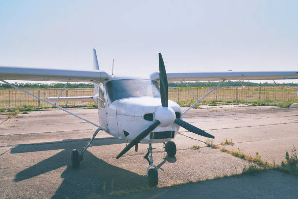 istock Light single-engine aircraft at the airport 1065104140