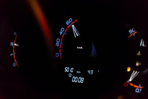 Photo of Speedometer in the car on the dashboard