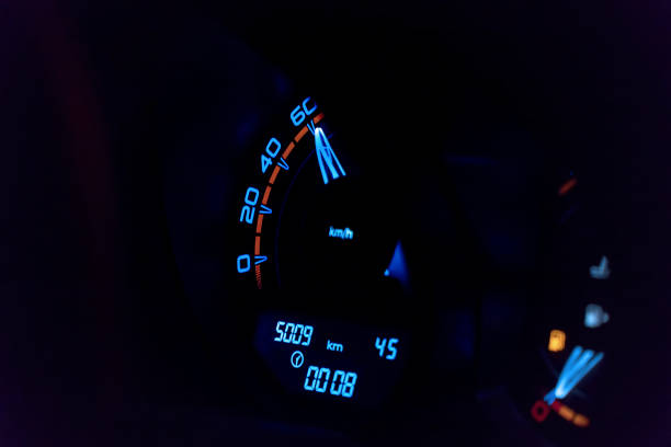 istock Speedometer in the car on the dashboard 1065104172