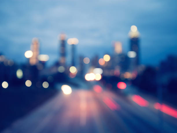 istock Bokeh lights of modern city night skyline 1065106864
