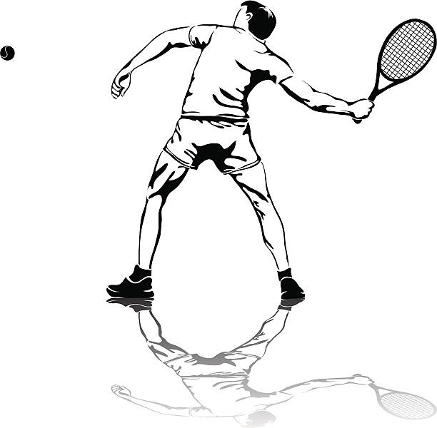 ilustraciones, imágenes clip art, dibujos animados e iconos de stock de jugador de tenis - silhouette tennis competitive sport traditional sport