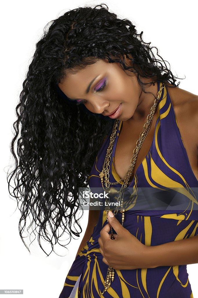 美しいアフリカの女性の長い髪をカール - ロングヘアのロイヤリティフリーストックフォト