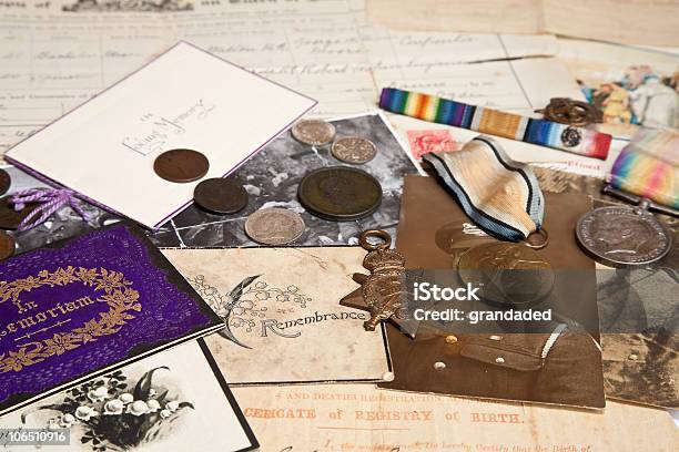 Researching The Family Tree Stock Photo - Download Image Now - Souvenir, Military, Family Tree