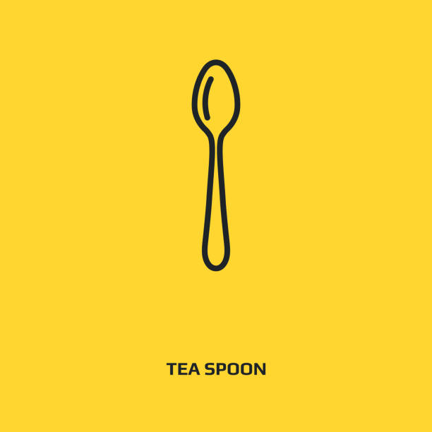 Tea spoon line icon graphic design concept. Editable element, can be used as logotype, icon, template in web and print Tea spoon line icon graphic design concept. Editable element, can be used as logotype, icon, template in web and print teaspoon stock illustrations
