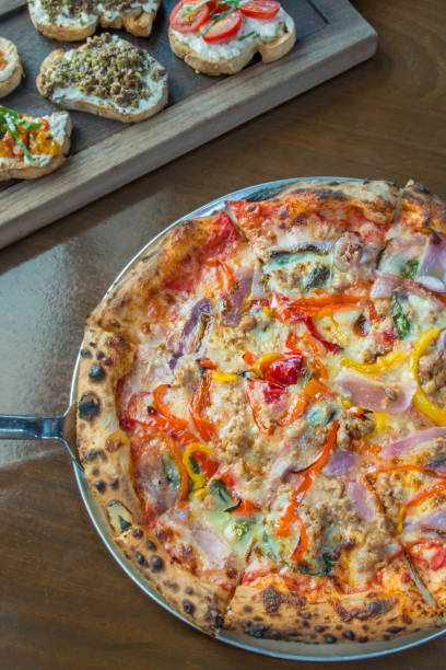 Gourmet Pizza with Bruchetta stock photo