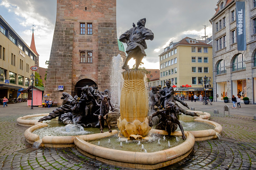 The Ehekarussell (Marriage Carousel) is a large bronze fountain created in 1984 by Jürgen Weber. It is located in Ludwigsplatz, in the core of the historic city center of Nuremberg, the second-largest city of the German federal state of Bavaria.