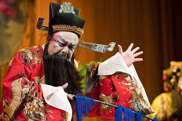 china opera man with long beard  chinese opera makeup stock pictures, royalty-free photos & images
