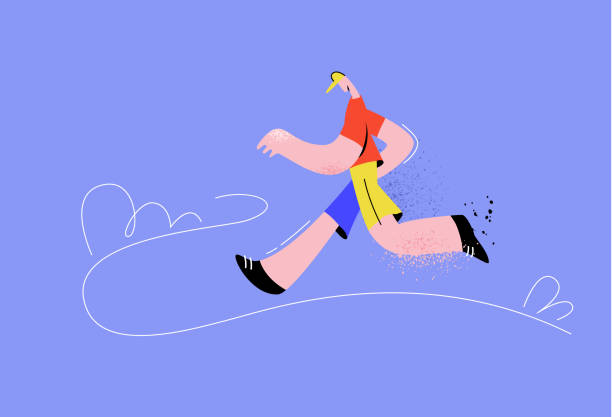 istock Running man composition.Character in the marathon, in motion, lifestyle 1065120096