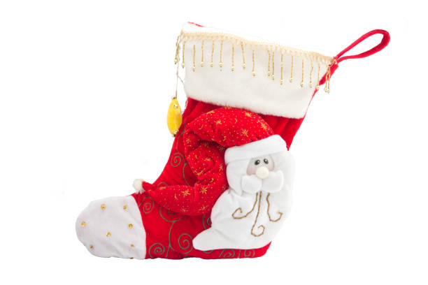 Boots for gifts for christmas isolated on the white background.