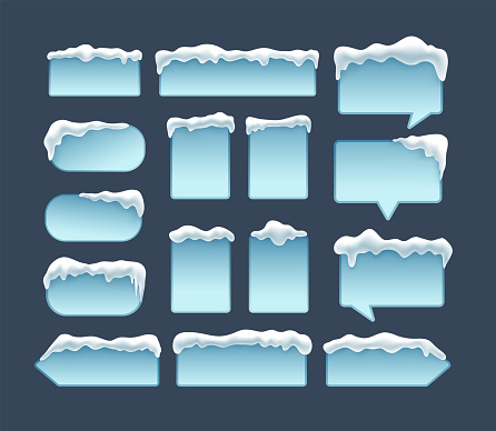 Winter frames with snow caps in the top. Perfect for winter designs. Vector illustration.