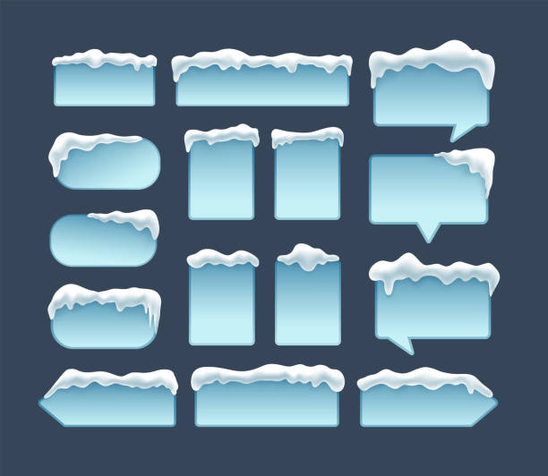 Winter snowfall frames Winter frames with snow caps in the top. Perfect for winter designs. Vector illustration. icicle cartoon stock illustrations