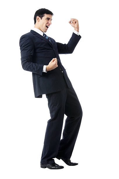 istock Very happy successful gesturing businessman, isolated on white 106512806