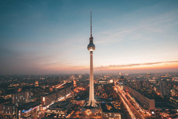istock illuminated Berlin skyline with tv tower 1065137514