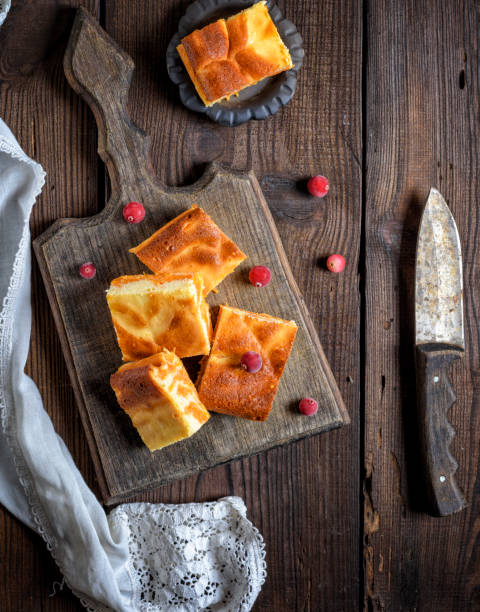 istock baked square pieces of pumpkin cheesecake 1065138126