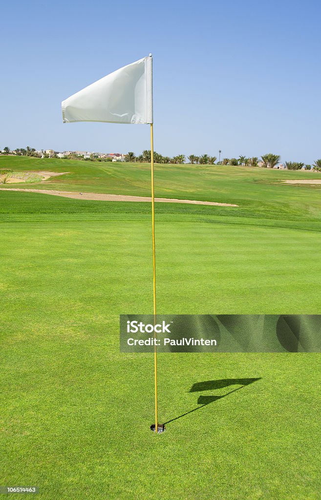 Флаг на поле для гольфа green - Стоковые фото Putting роялти-фри