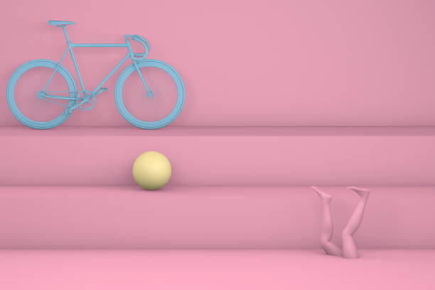 istock 3D Minimal staircase, podium concept with bicycle 1065148700
