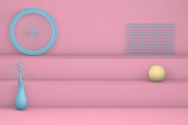 istock 3D Minimal staircase, podium concept with bicycle tyre 1065148870