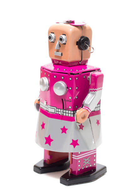 żeński robot z cyną - child retro revival old fashioned little girls zdjęcia i obrazy z banku zdjęć