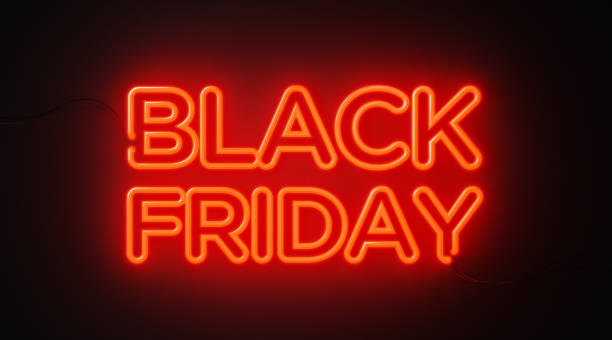 Black Friday Red Neon Light On Black Wall - Black Friday Concept