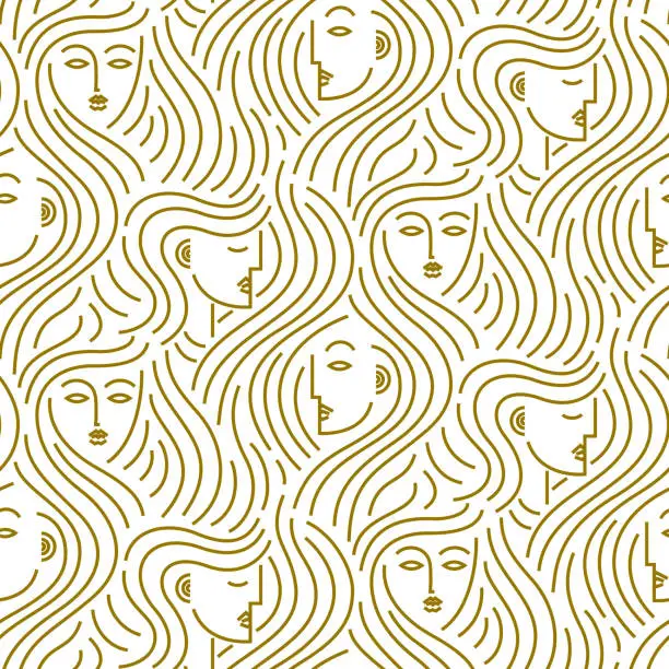 Vector illustration of Abstract pattern of heads with hair