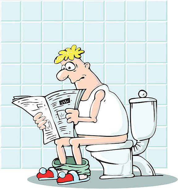 Man In Toilet Stock Illustration - Download Image Now - Cartoon, Reading,  Humor - iStock