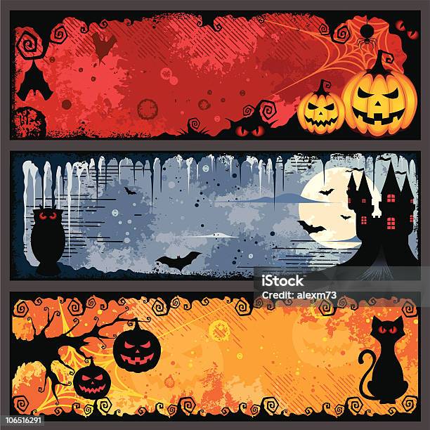Halloween Banery - Stockowe grafiki wektorowe i więcej obrazów Droga gruntowa - Droga gruntowa, Upiorny, Drzewo