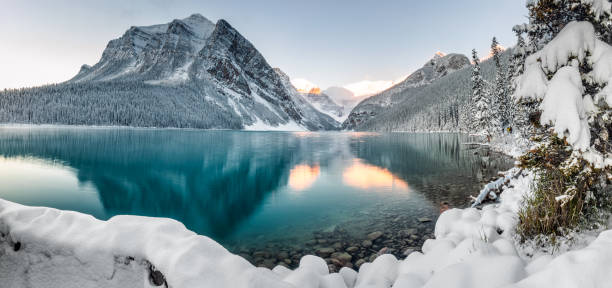 parque nacional banff - lago louise lago fotografías e imágenes de stock